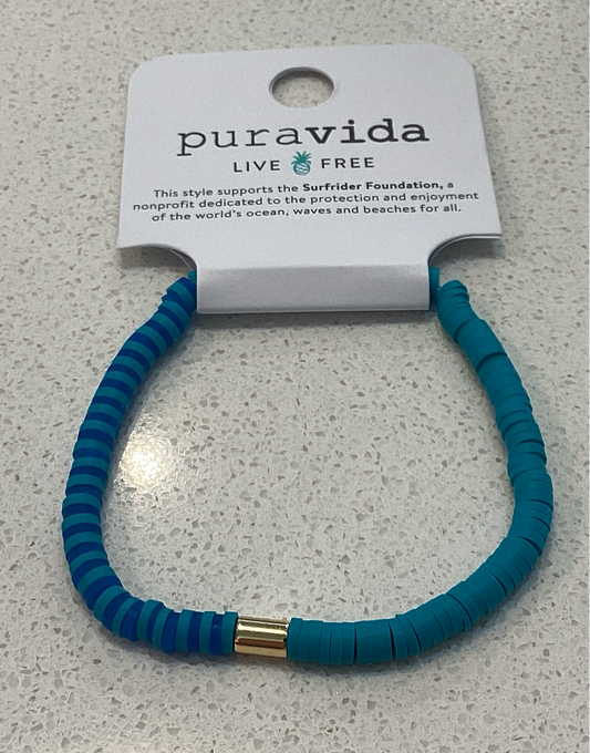 Puravida Surfrider Seascape Vinyl Disc Stretch Bracelet - Pacifica
