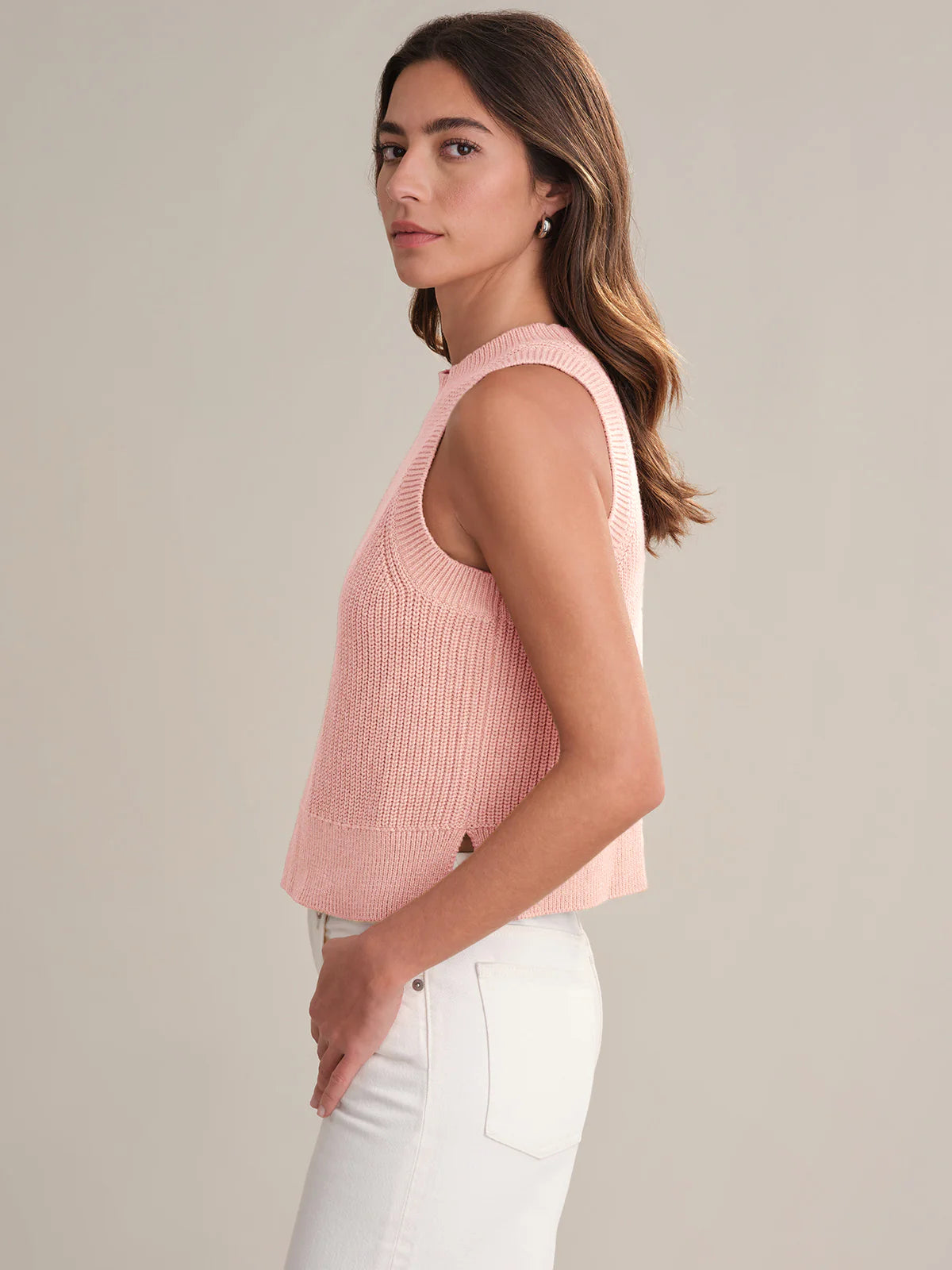 525 Demi High Crew Neck Tank-Pink Salt