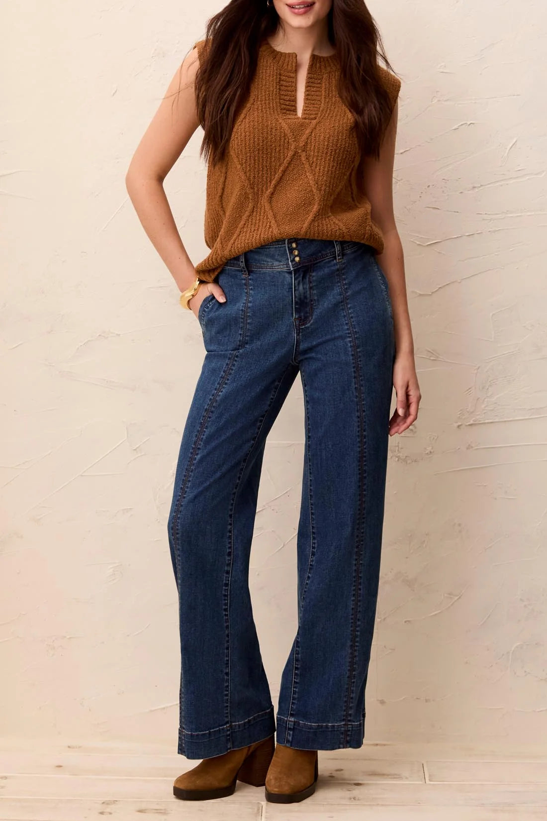 Tribal Audrey Hugging Wide Denim