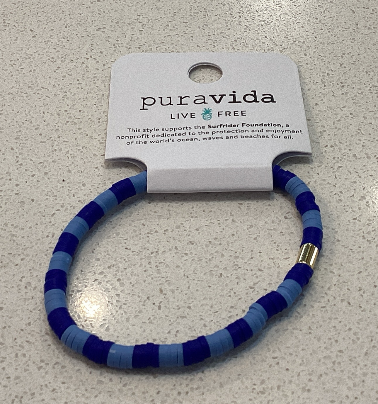 Puravida Surfrider Seascape Vinyl Disc Stretch Bracelet - Lagoon