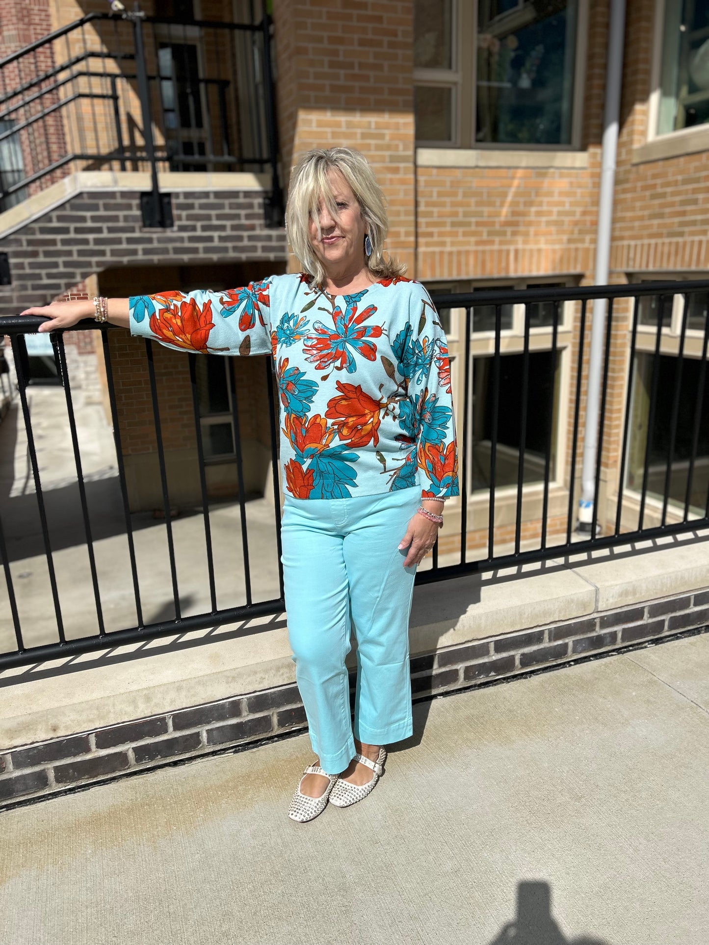 Tribal 3/4 Sleeve Crew Neck Sweater