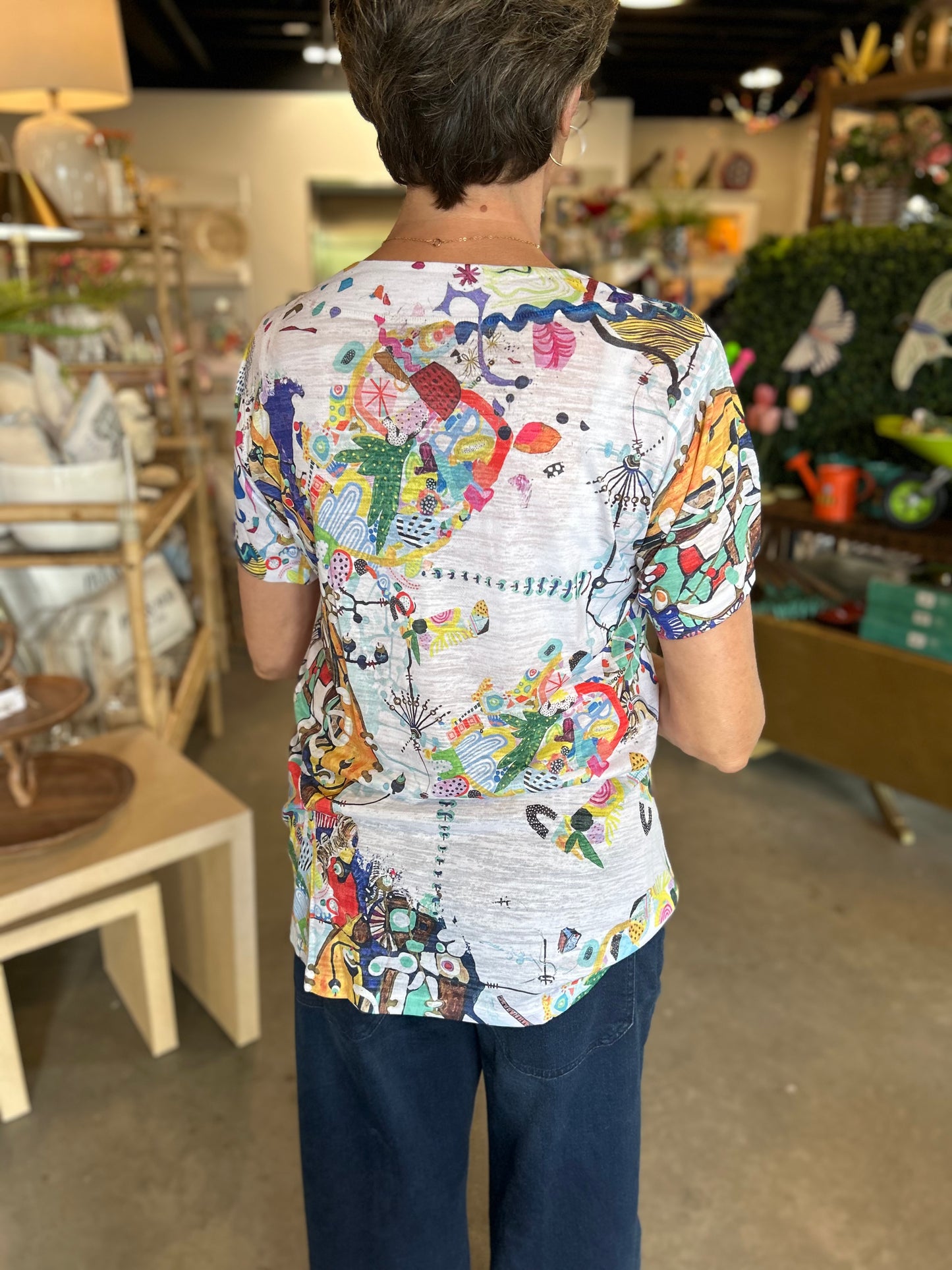 Inoah Short Sleeve White and Multi Shirt