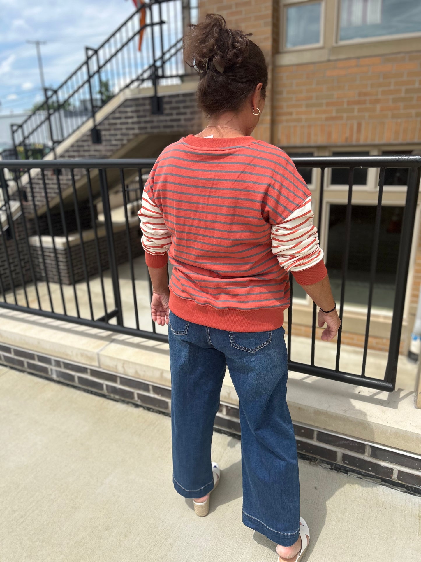 Staccato Crew Neck Stripe Sweatshirt