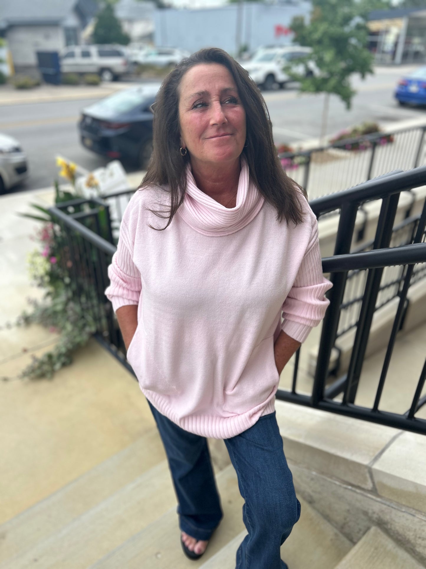 Renuar Cowl Neck Sweater Pale Pink