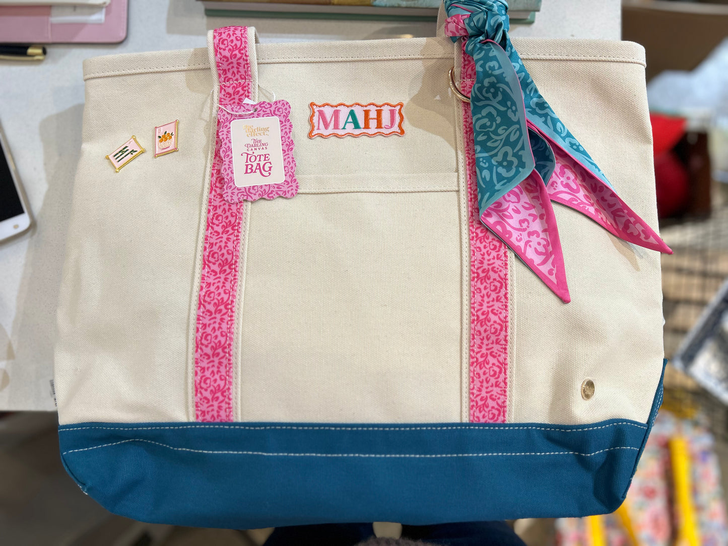 Canvas Mahjong Tote Bag