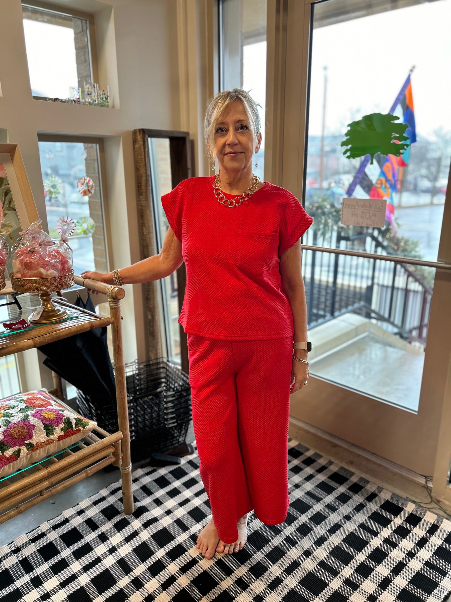 Textured Cropped Pant