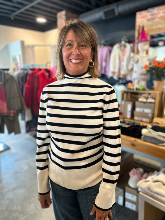Tribal Funnel Neck Sweater Cream