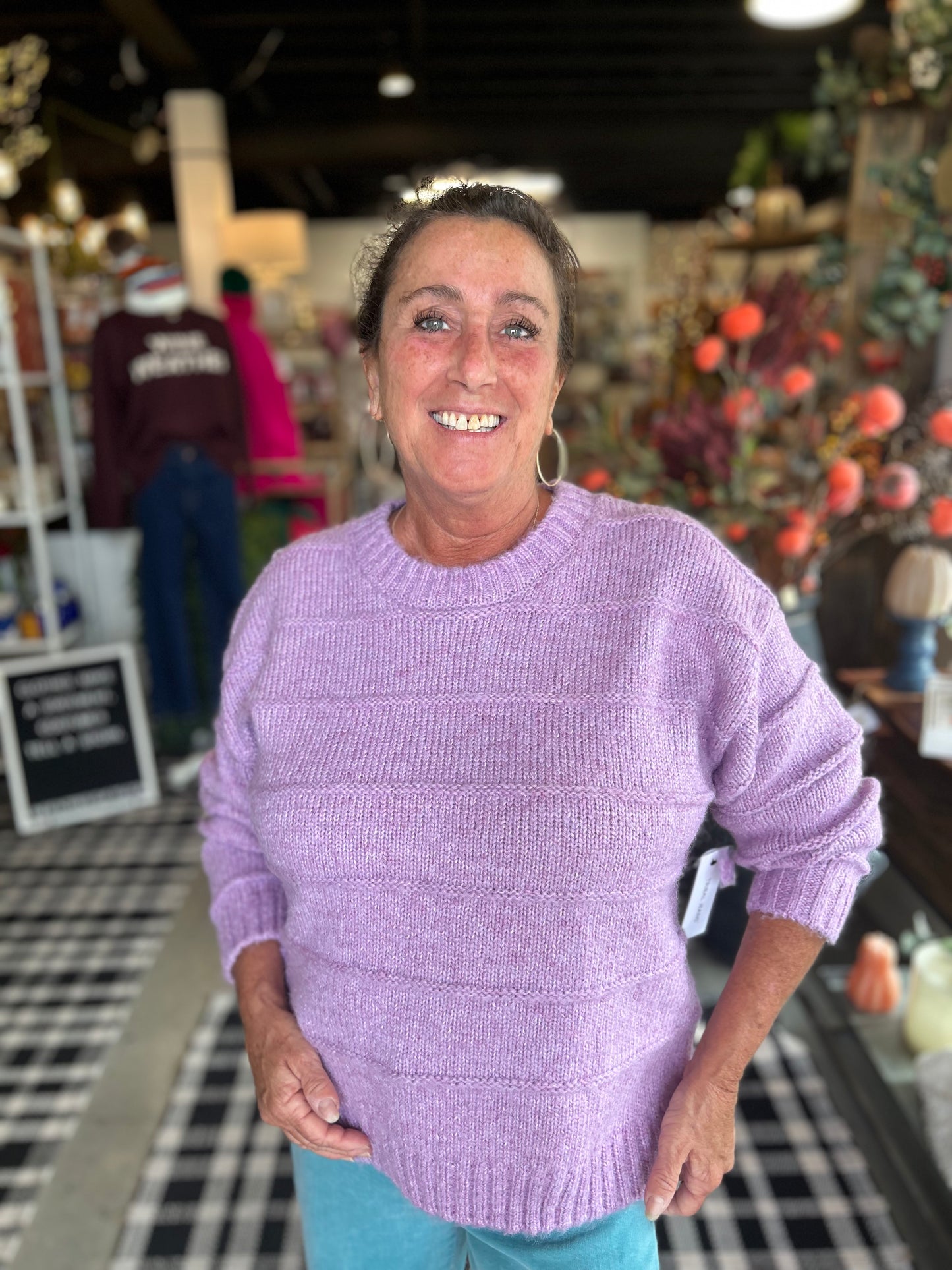 Tribal Crew Neck Sweater Purple Lotus