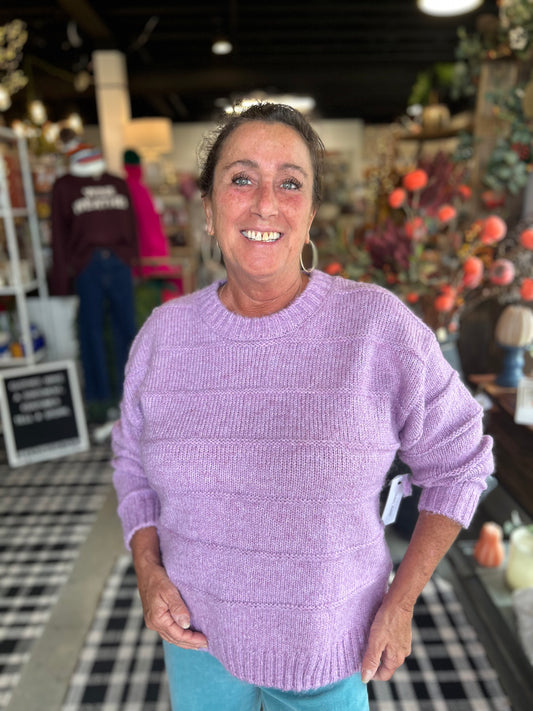 Tribal Crew Neck Sweater Purple Lotus