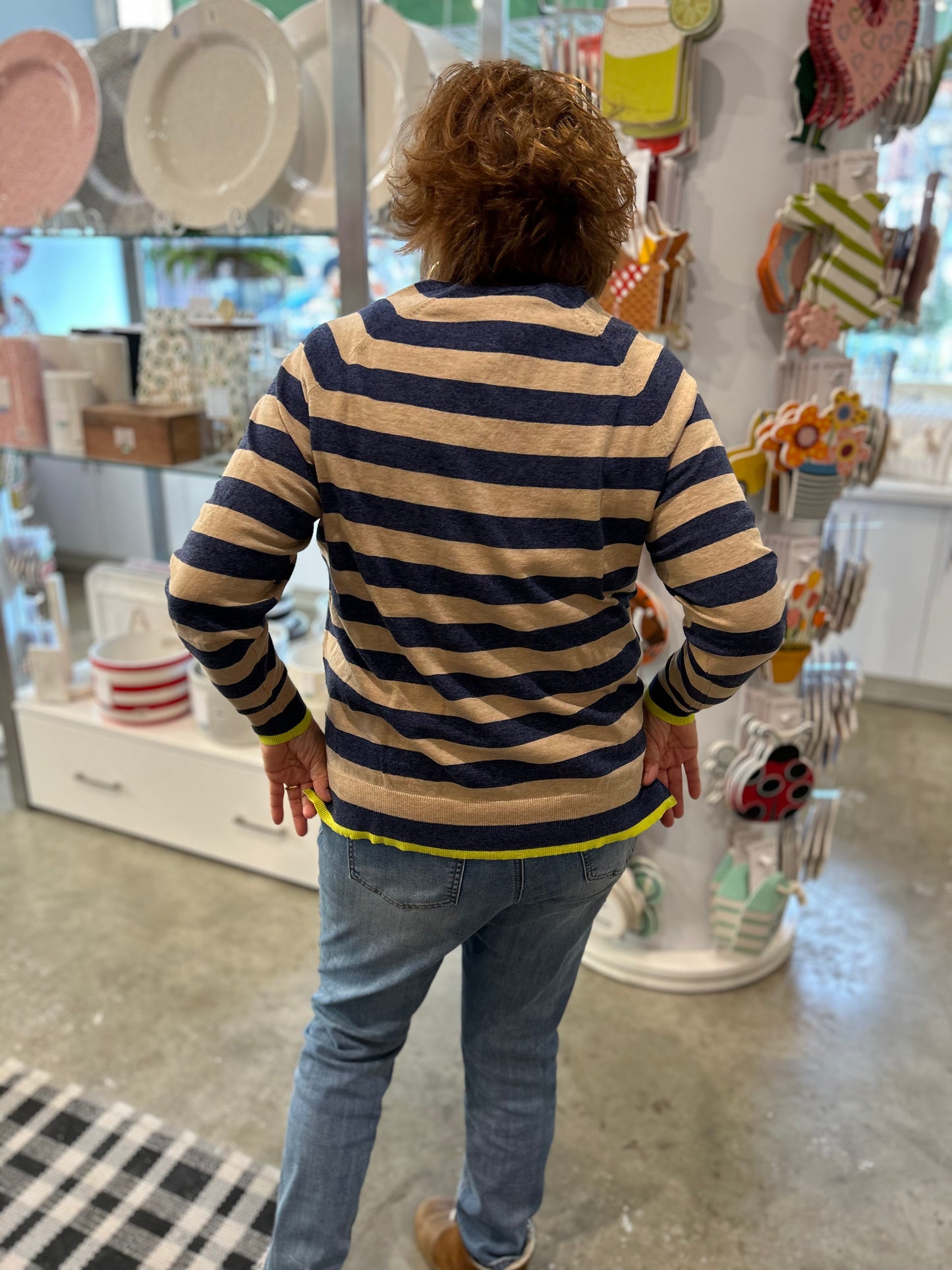 Zaket and Plover Stripe Vee Sweater