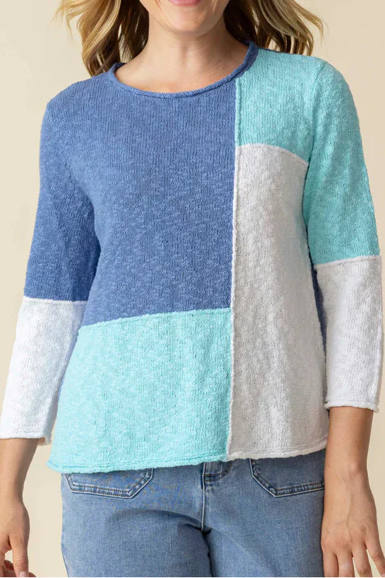 Habitat Yin Yang Patchwork Sweater-Topaz