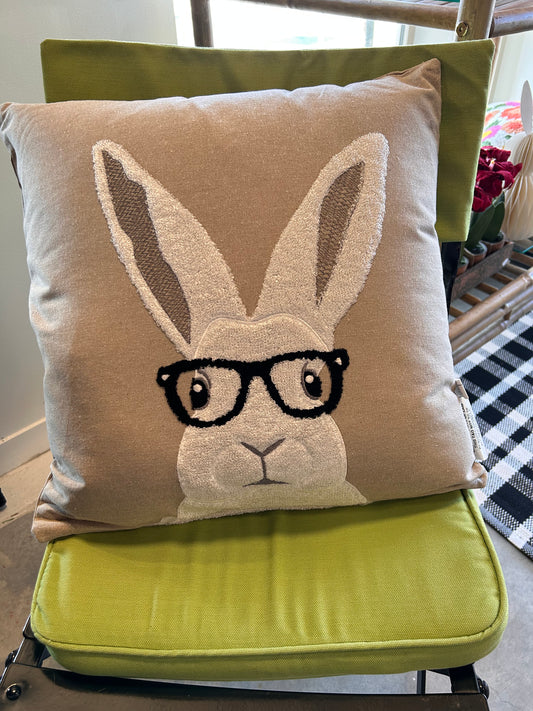 Rabbit with glasses pillow