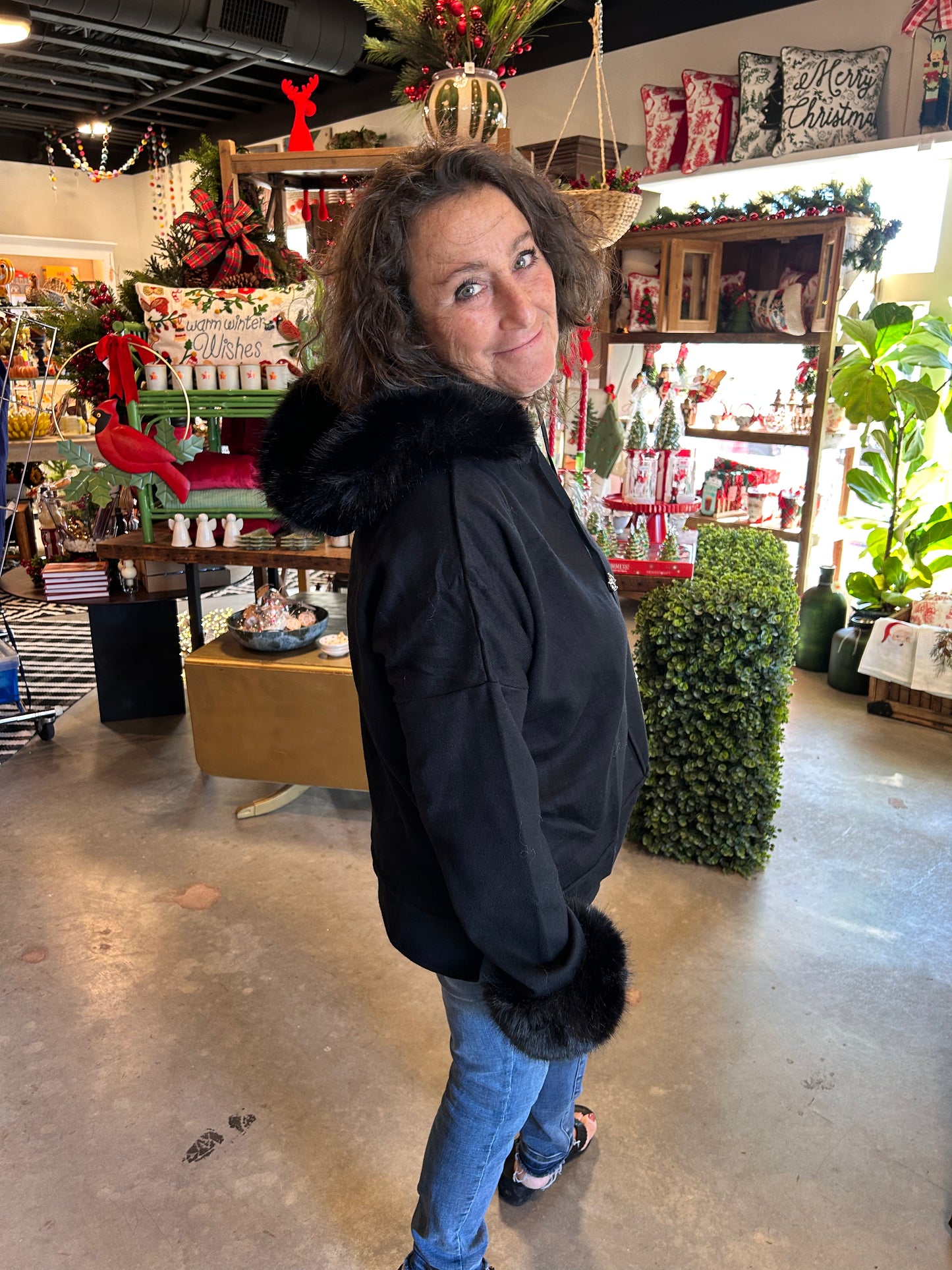 Funsport Black Hoodie with Fur