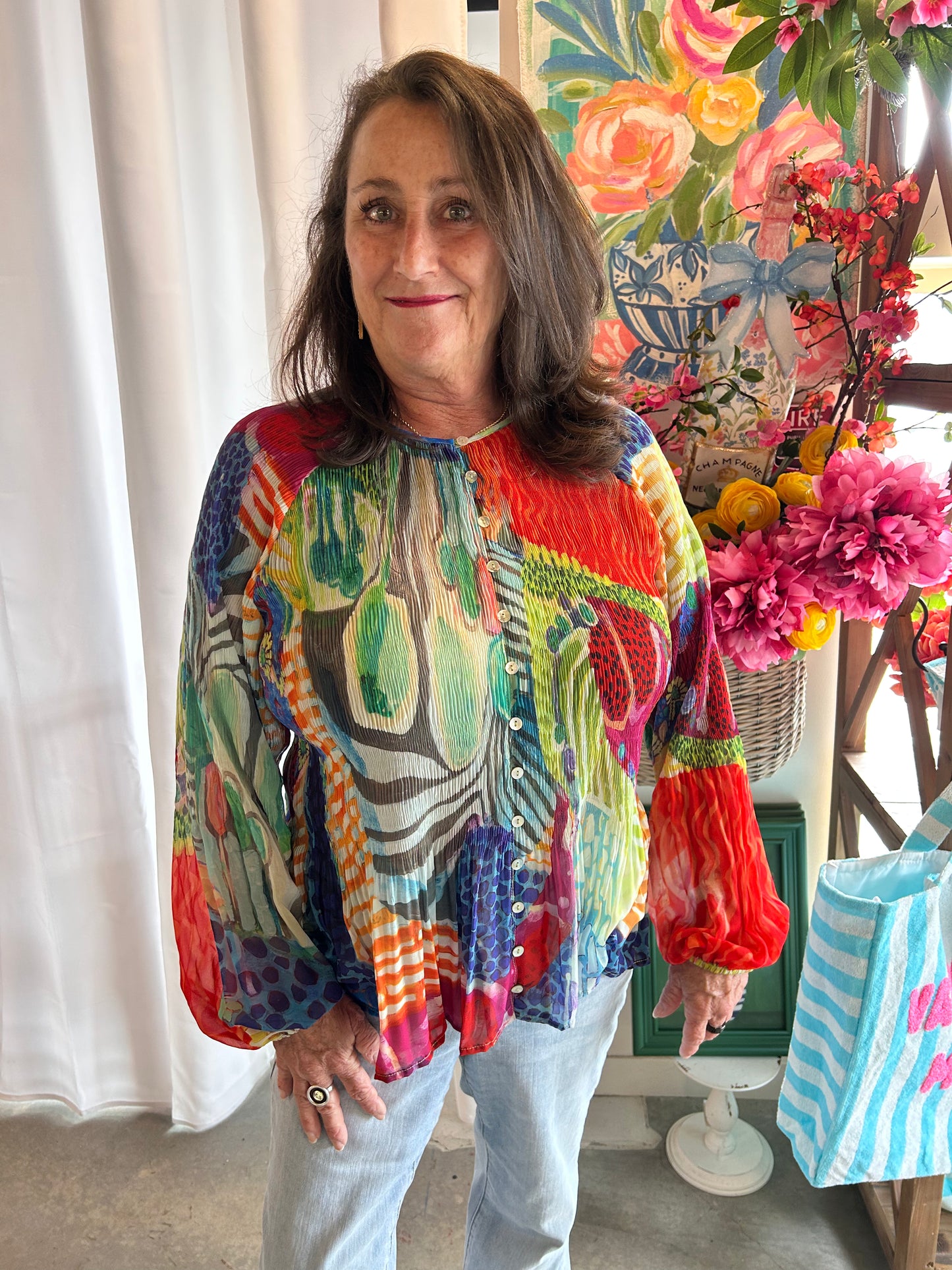 Pleated Sheer Blouse