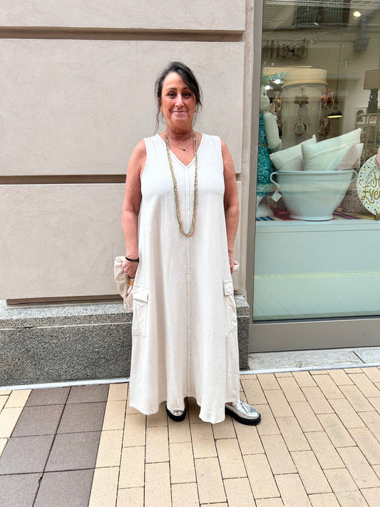 Tribal Sleeveless Cargo Dress