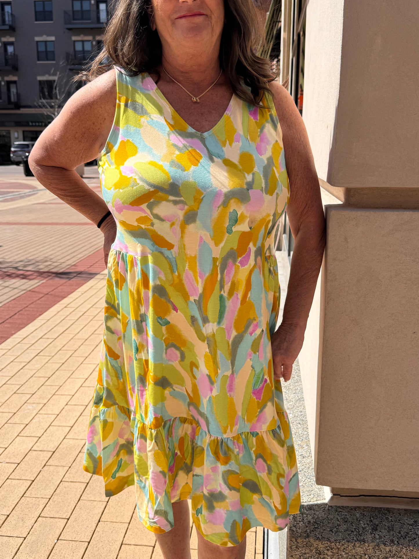 Tribal Sleeveless Printed Dress Mint