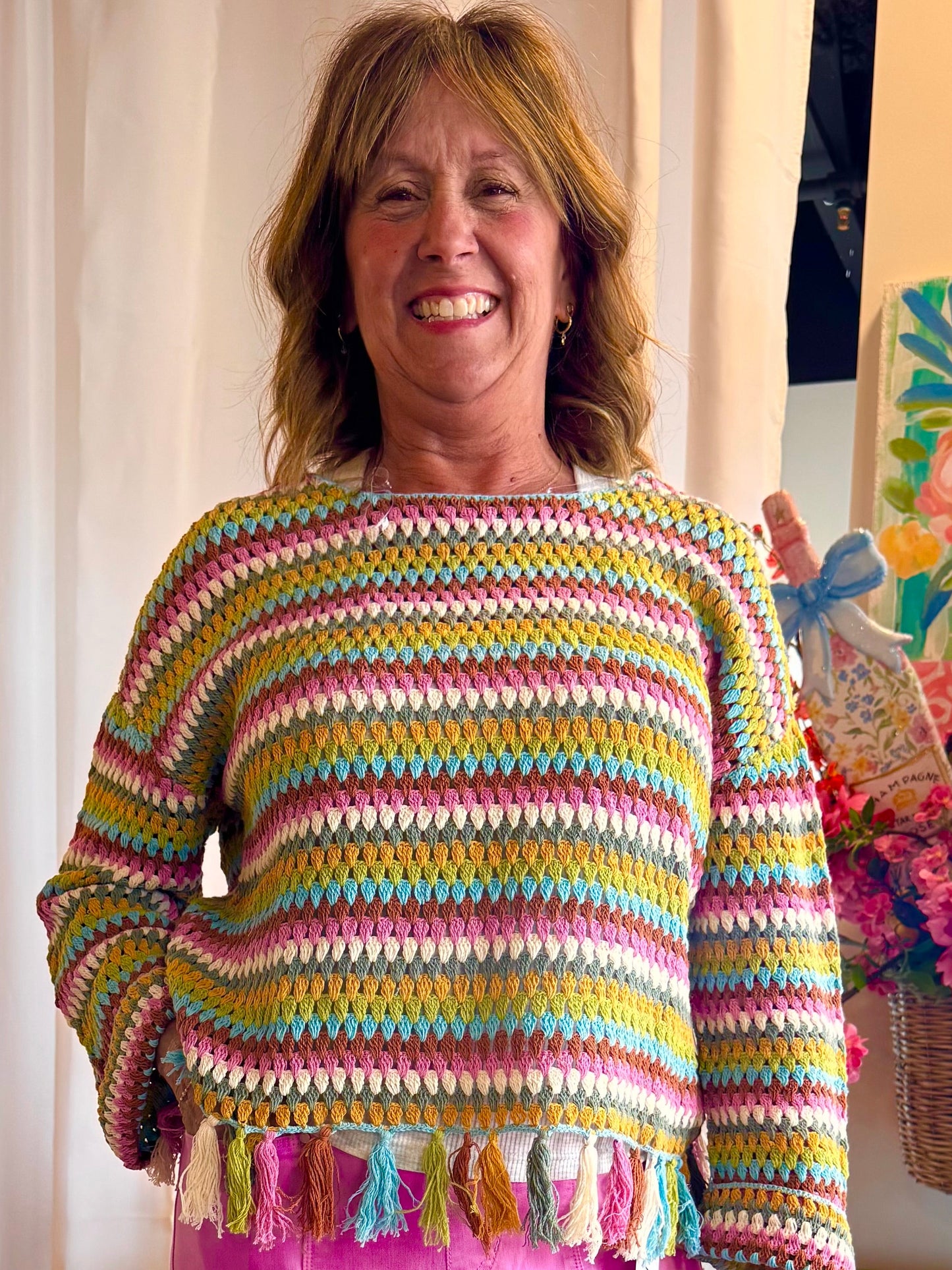 Tribal Long Sleeve Sweater Aqua