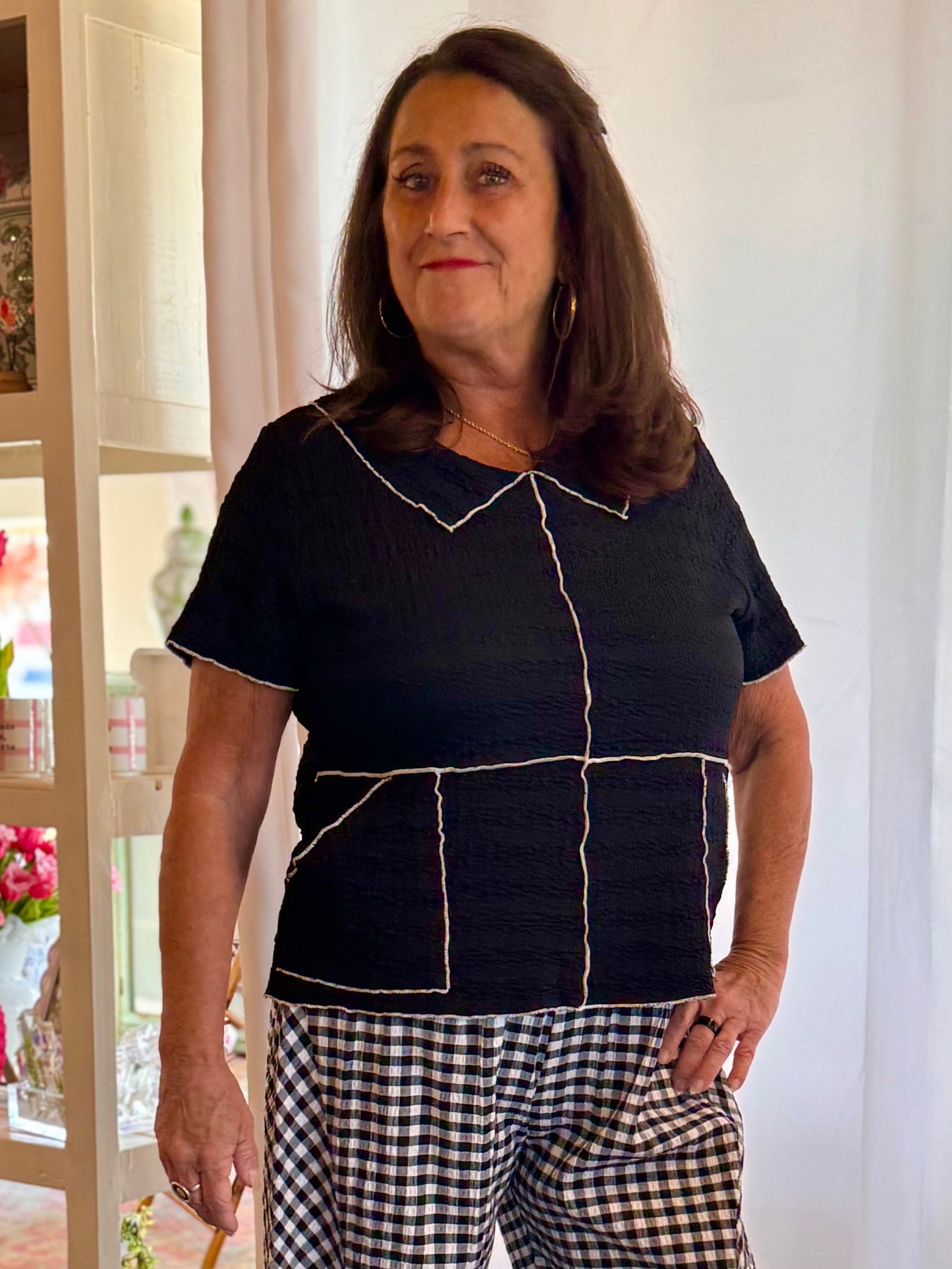 Fenini Black Contrast Top