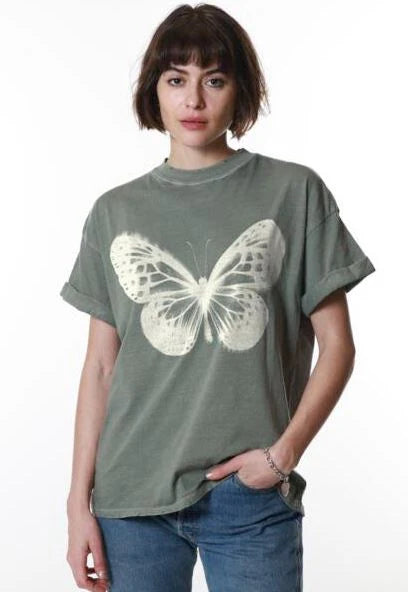 Cropped white butterfly sold T-shirt