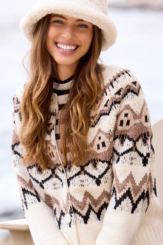 Tribal Button Front Cardigan Moonstone