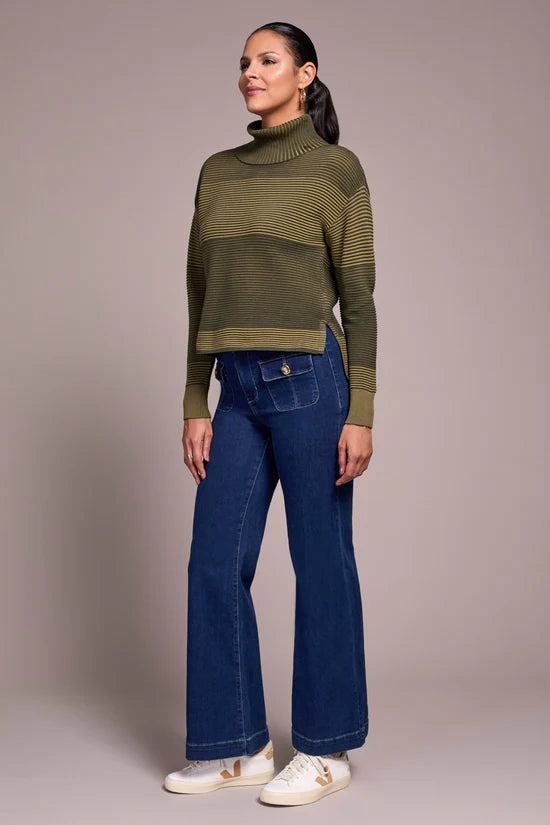 Tribal High Low Turtle Neck Sweater