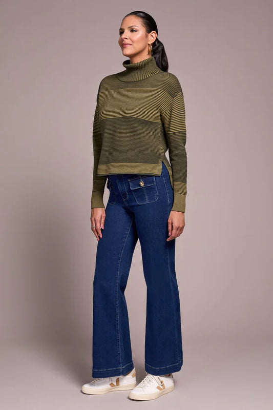 Tribal High Low Turtle Neck Sweater