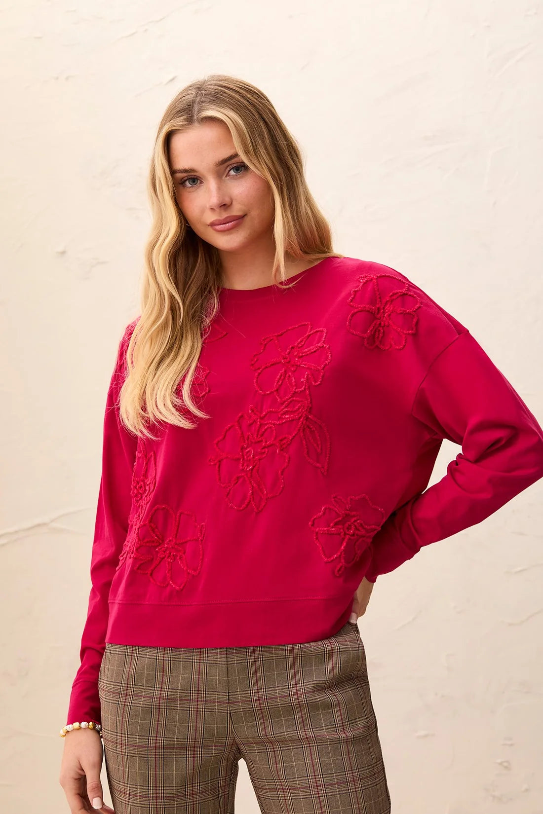 Tribal long sleeve crew neck top