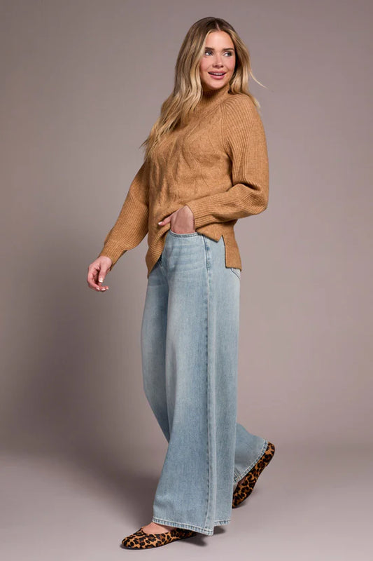 Tribal Mock Neck Sweater ice latte