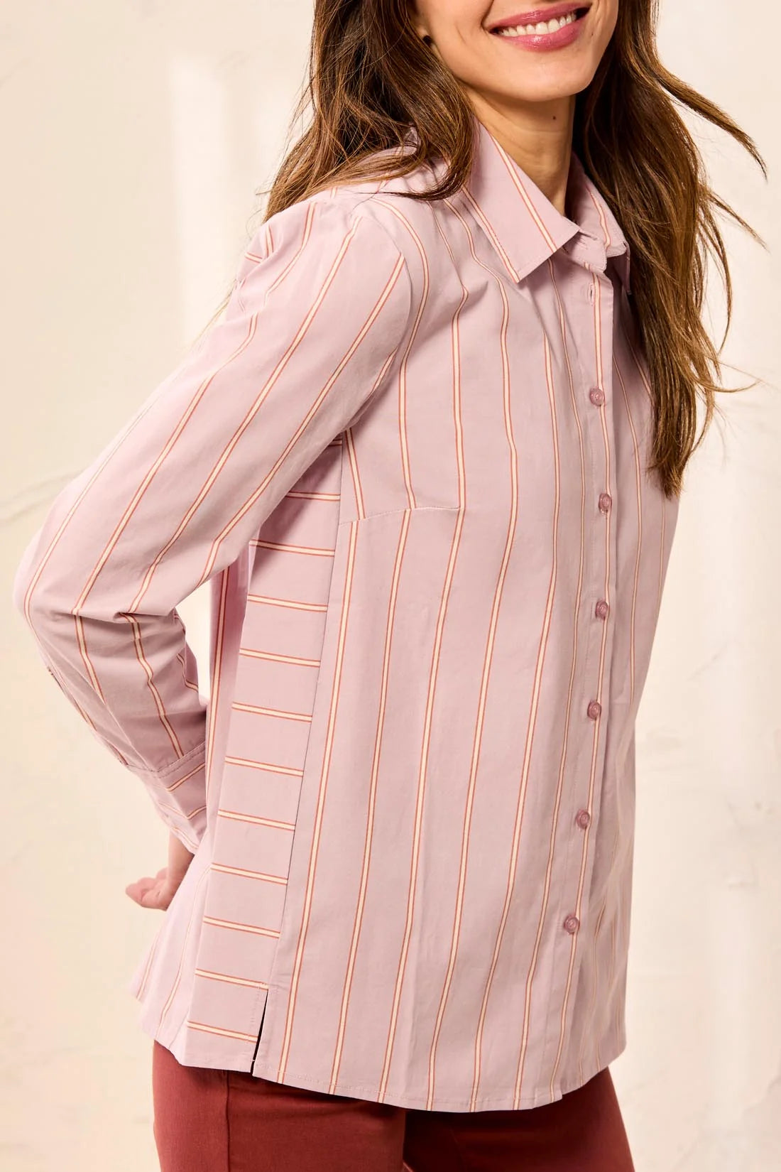 Tribal button front shirt with side panels