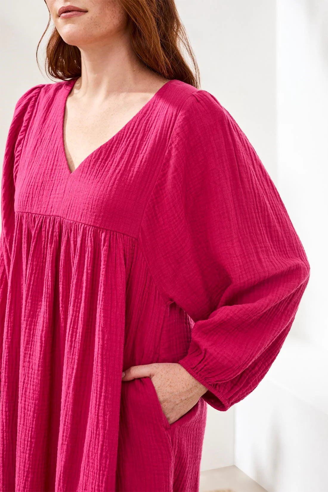 Tribal Puff Sleeve Orchid Dress