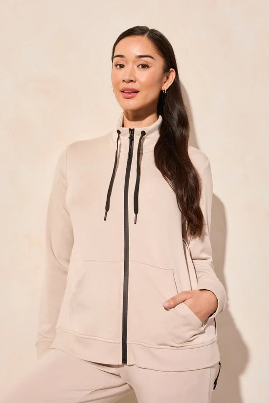 Tribal Long Sleeve Mock Neck Cardigan Sanddune