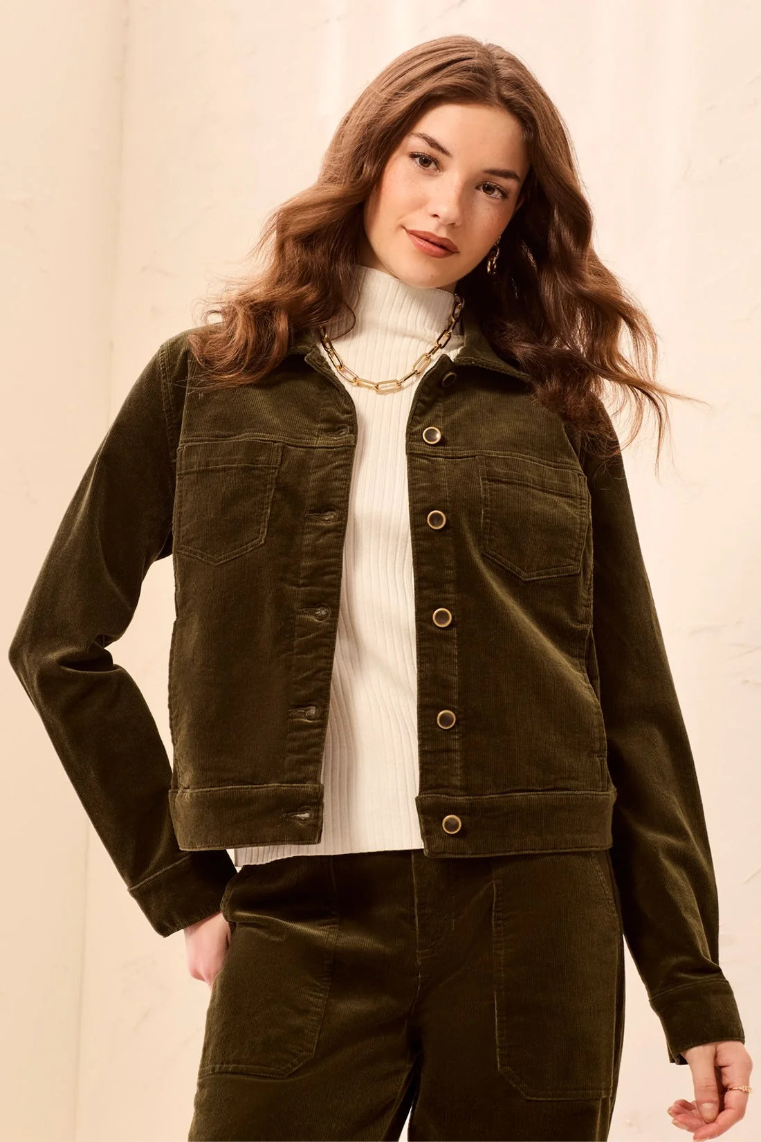 Tribal Button Front Jacket Basil Green