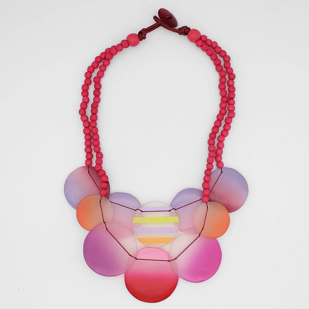 Pink Fantasy Circle Bead Bib Necklace