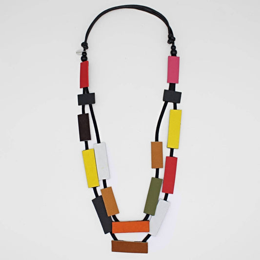 Multicolor Lottie Leather Necklace, funky statement necklace