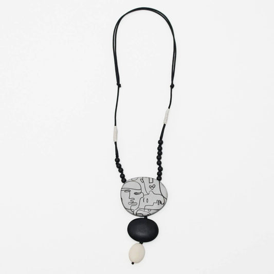 Black and White Artistic Everleigh Pendant Necklace