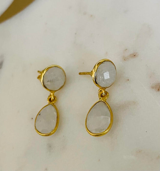 EBass Moonstone Mini Two Drop Gemstone Earrings