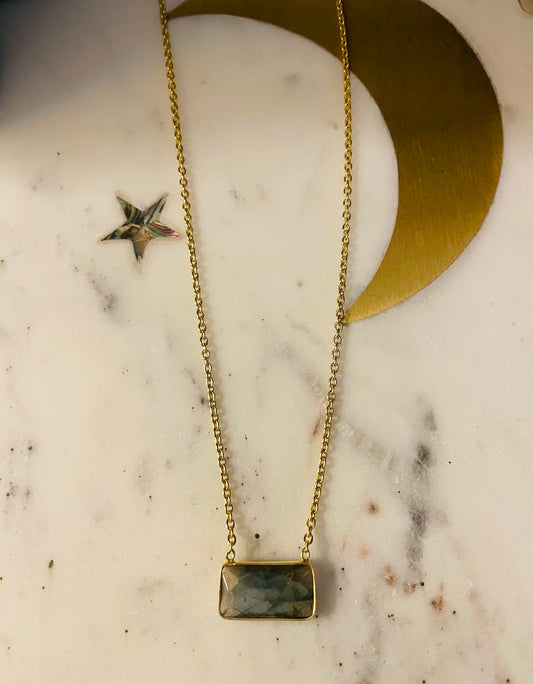 EBass Labradorite Rectangle Bar Necklace
