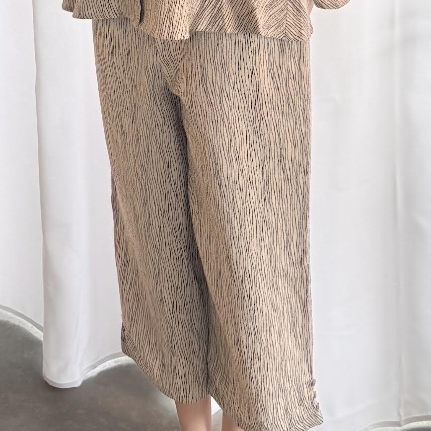 Habitat Crinkle Crepe Stripe Button Capri Willow