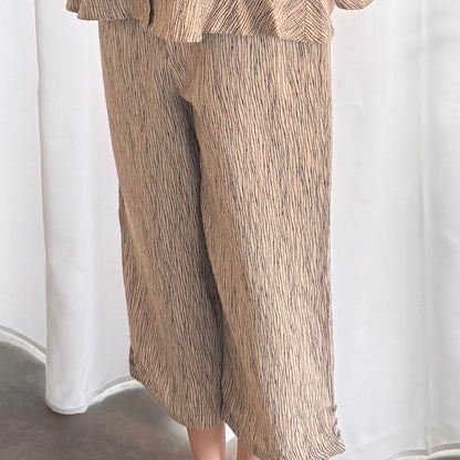 Habitat Crinkle Crepe Stripe Button Capri Willow