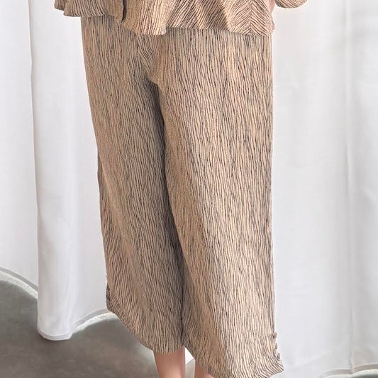 Habitat Crinkle Crepe Stripe Button Capri Willow