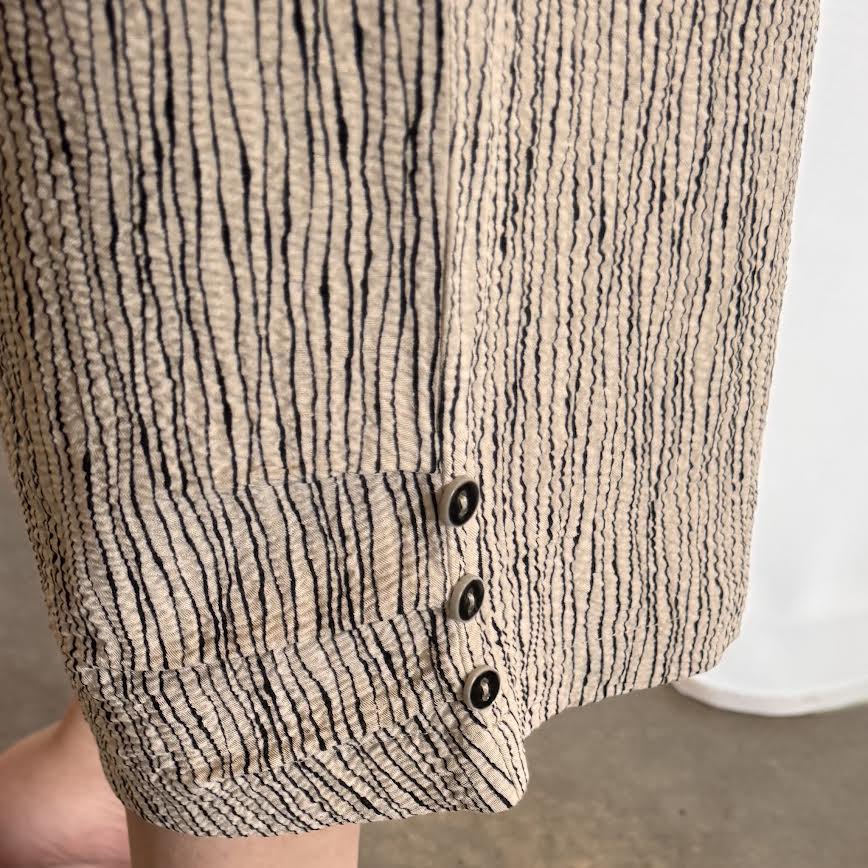 Habitat Crinkle Crepe Stripe Button Capri Willow