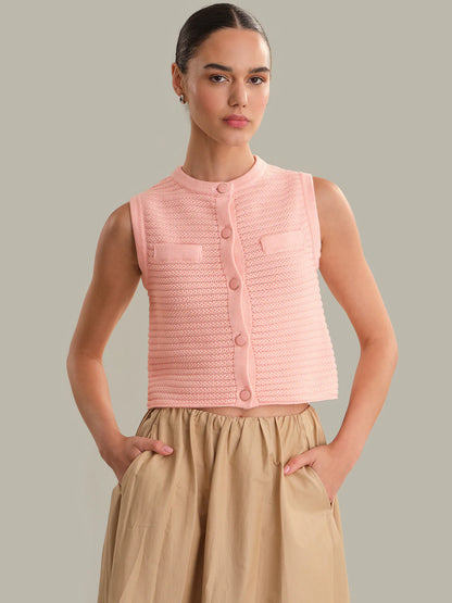 525 Demi High Crew Neck Tank-Pink Salt