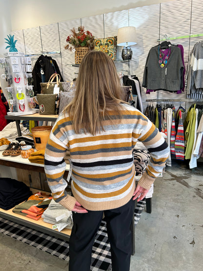 Tribal Crew Neck Stripe Sweater