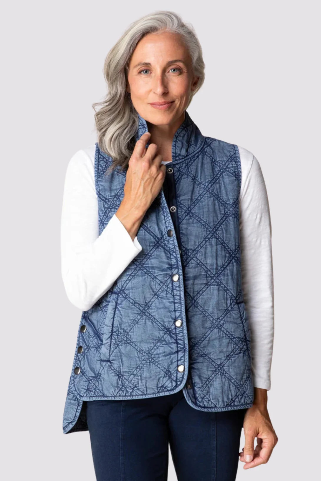 Habitat double faced quilt zip vest, navy