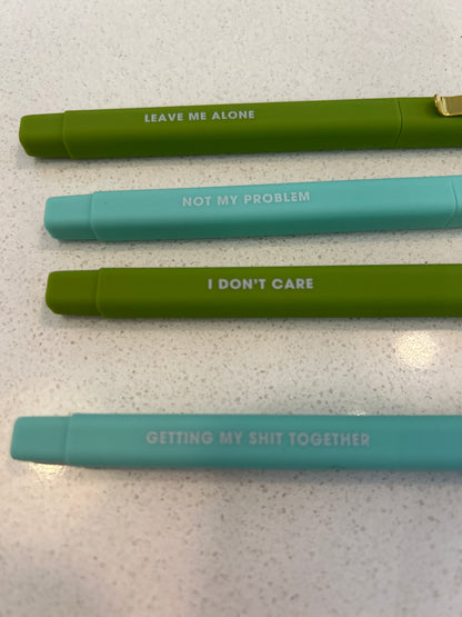 Set of 4 Ink Pens Green/Teal