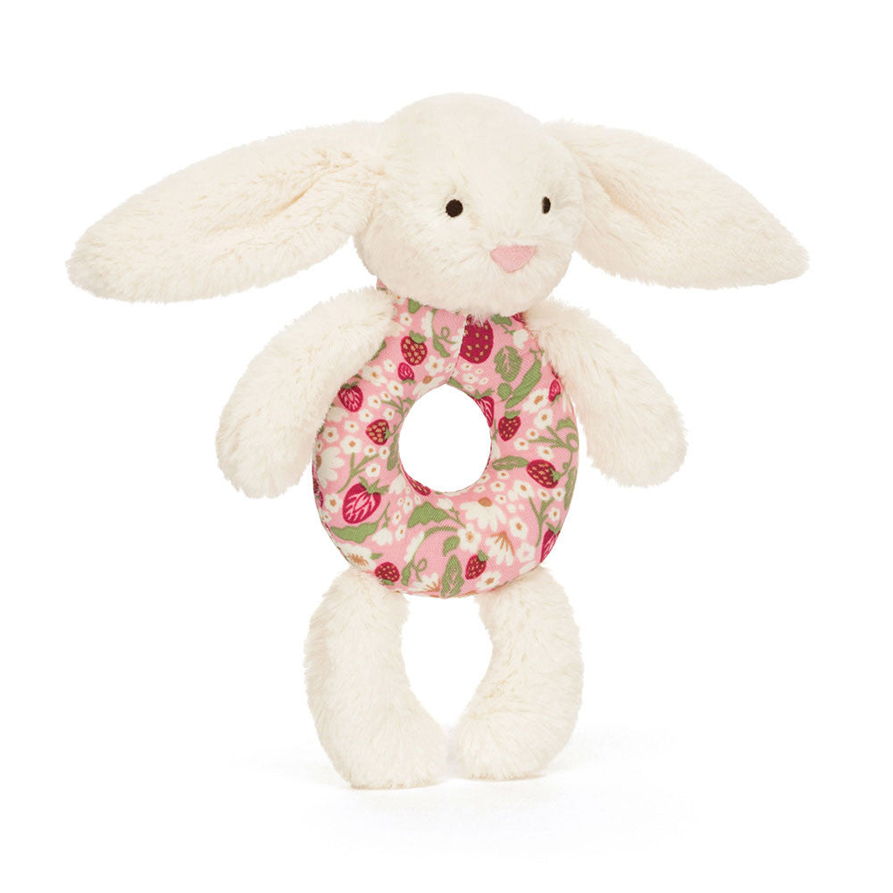 Jellycat Blossom Cream Bunny "Berry" Ring Rattle