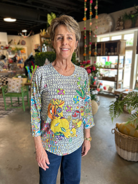 Inoah 3/4 Sleeve Citrus Pop Top