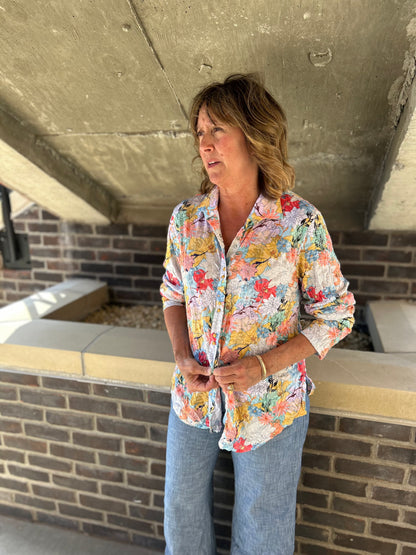 Shana Crinkle Button Down Top
