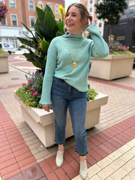 Tribal Funnel Neck Sweater Mistblue