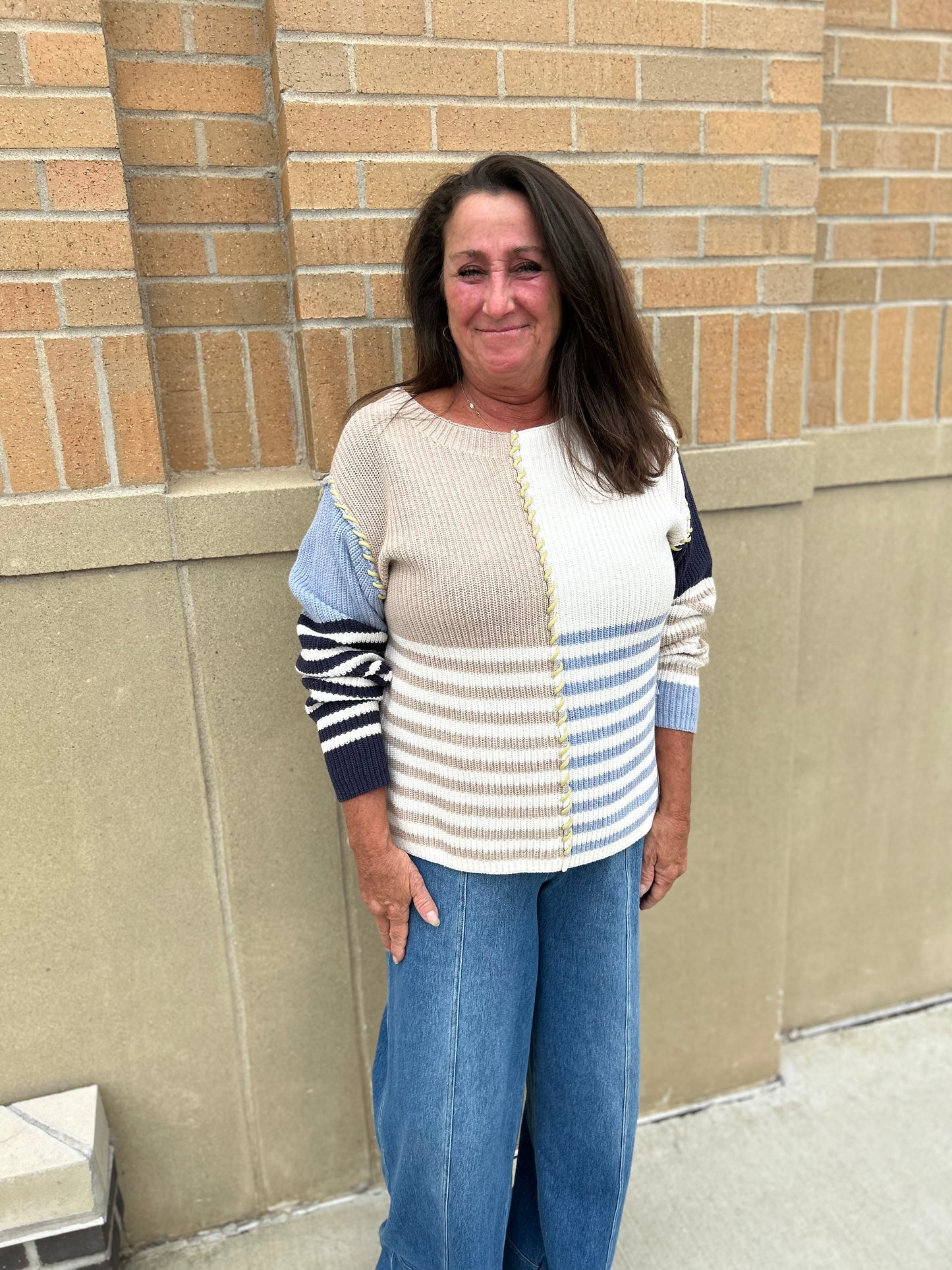 Tribal Boat Neck Sweater Sandstone
